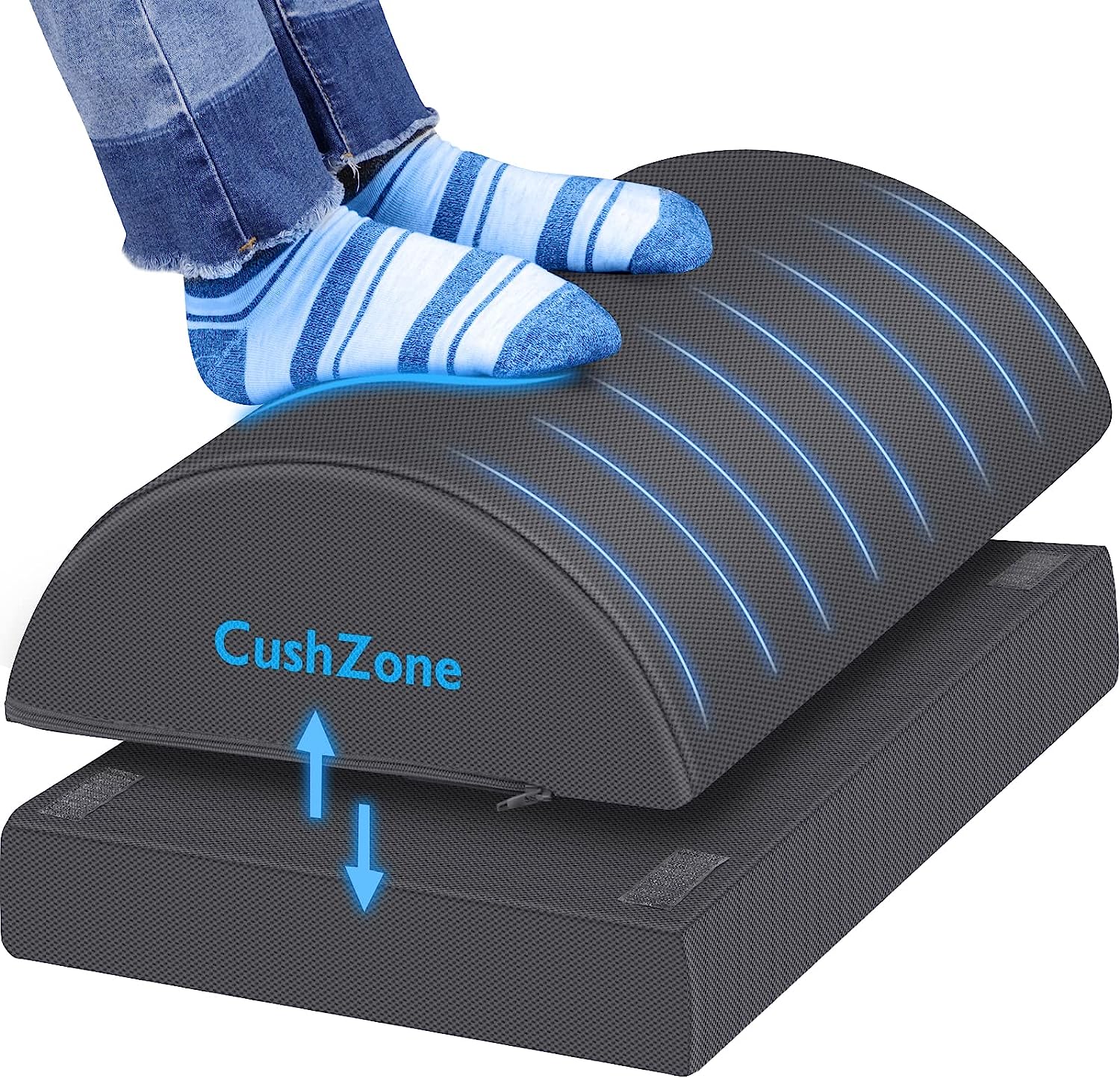 CushZone Foot Rest for Under Desk at Work Adjustable Foam for Office, Work, Gaming, Computer, Gift, Home Office Accessories Back & Hip Pain Relief (Grey) - Image 1